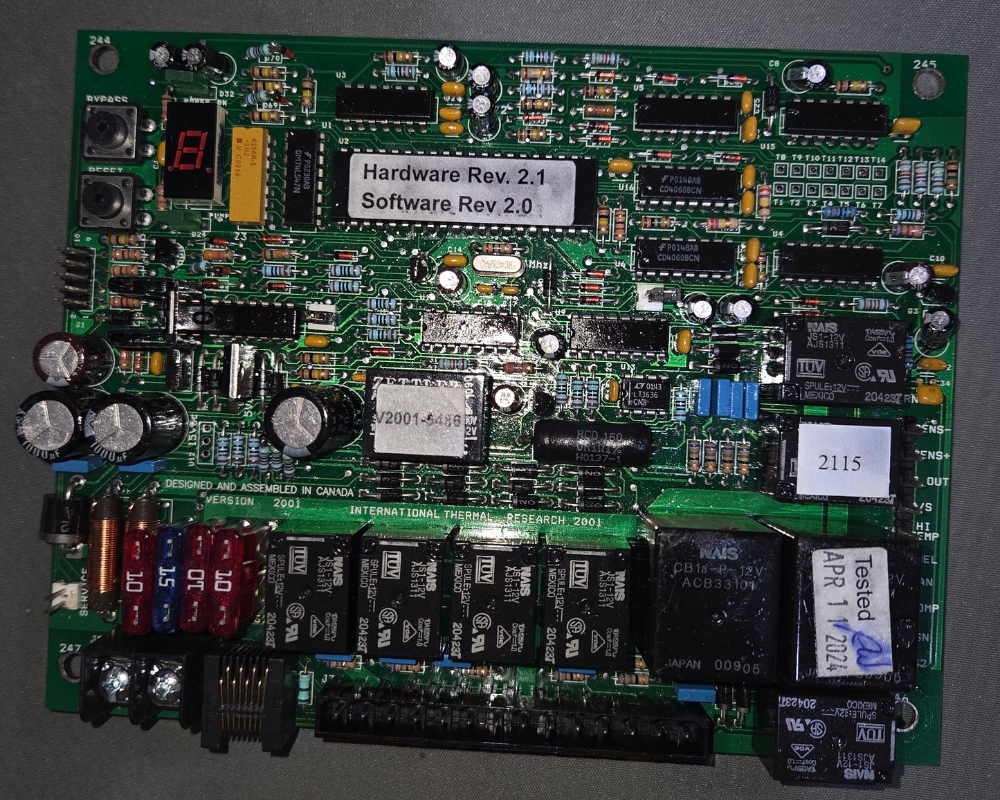 HURRICABE 45XL CONTROL BOARD V2001 REV 2"UB" 2115