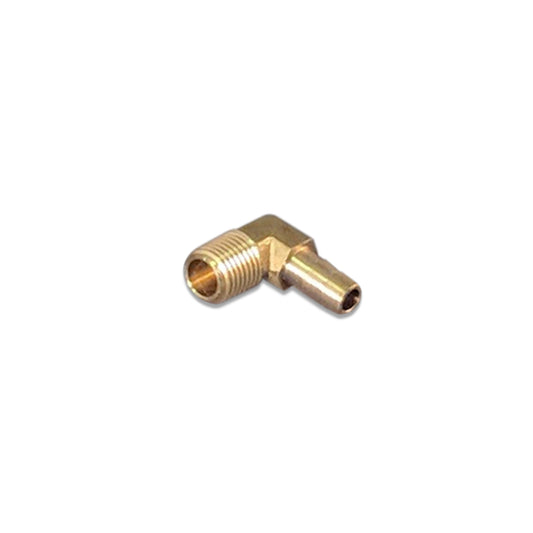 90 DEGREE ELBOW BRASS FITTING, BARB 5/16 X 1/4 (M)NPT FLX-139-5B0
